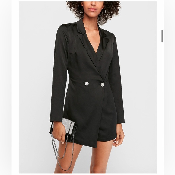 Express Pants - EXPRESS Satin Wrap Front Blazer Romper SIZE XS